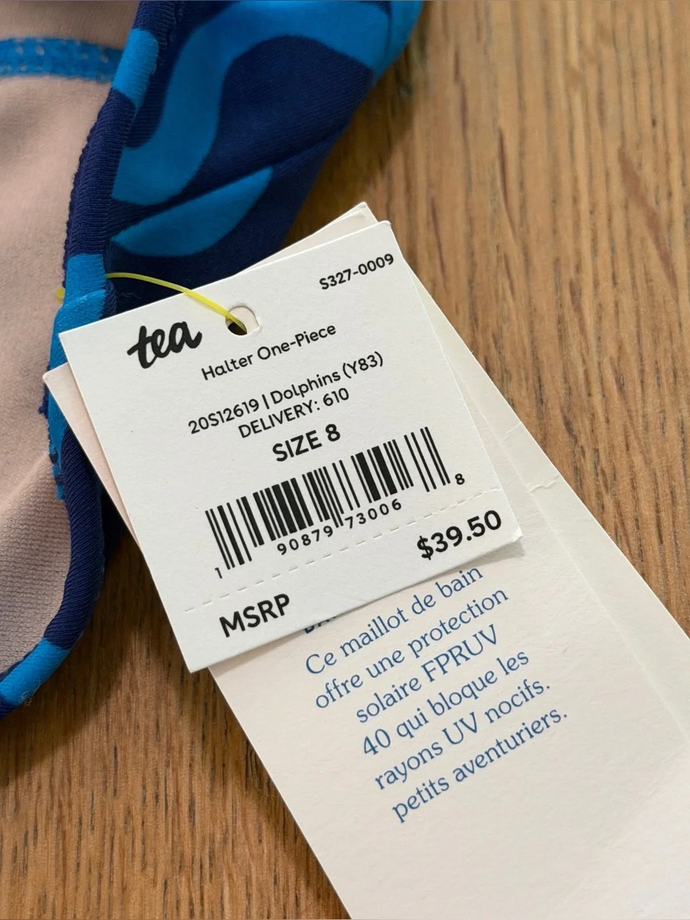 Tea Collection 8 Blue Dolphin Halter Neck One Piece Bathing Suit NEW